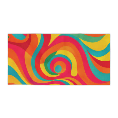 Psychedelic Swirl Beach Towel — Retro Rainbow Pool & Summer Towel