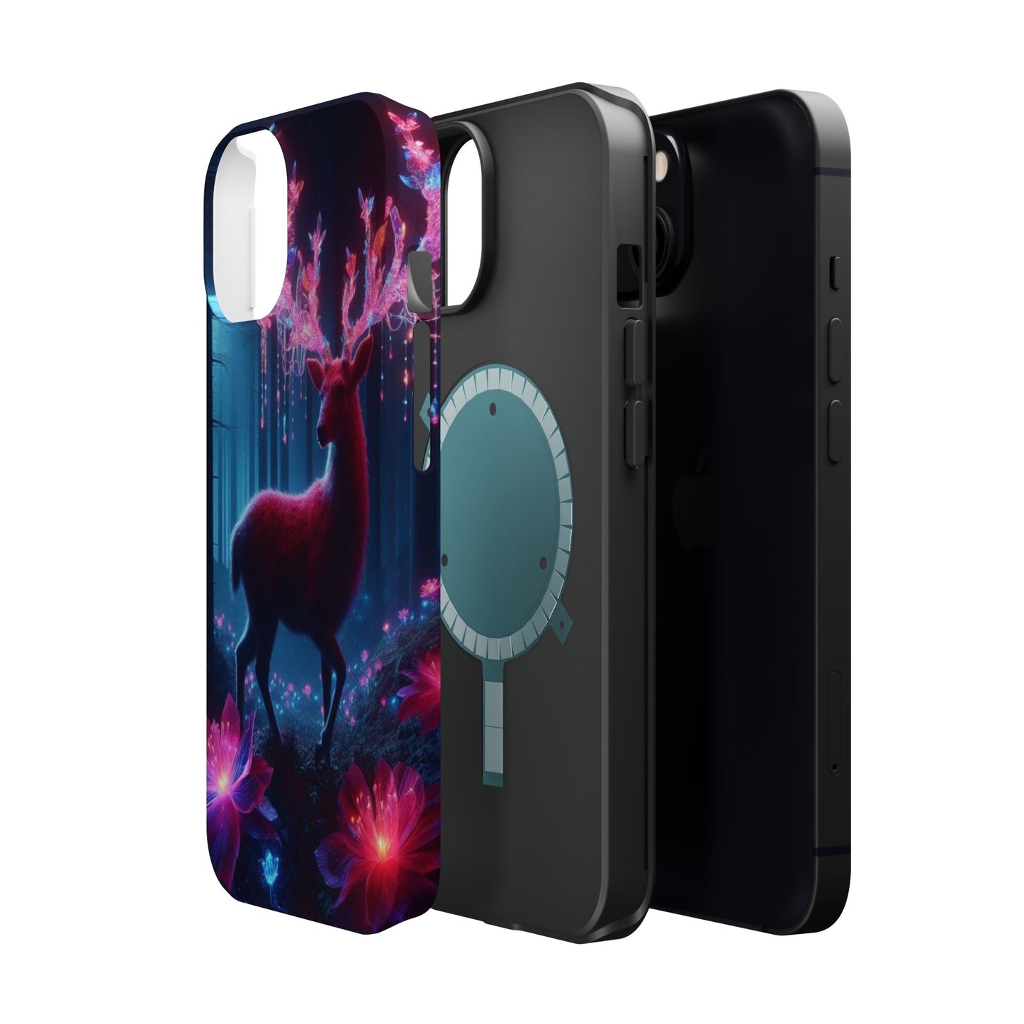 Magnetic Impact-Resistant Phone Case — Neon Fantasy Deer Forest Design