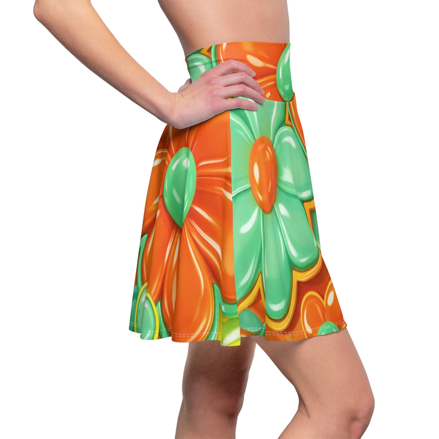 Vibrant 60s Mod Psychedelic Floral Skater Skirt — Retro Space Age