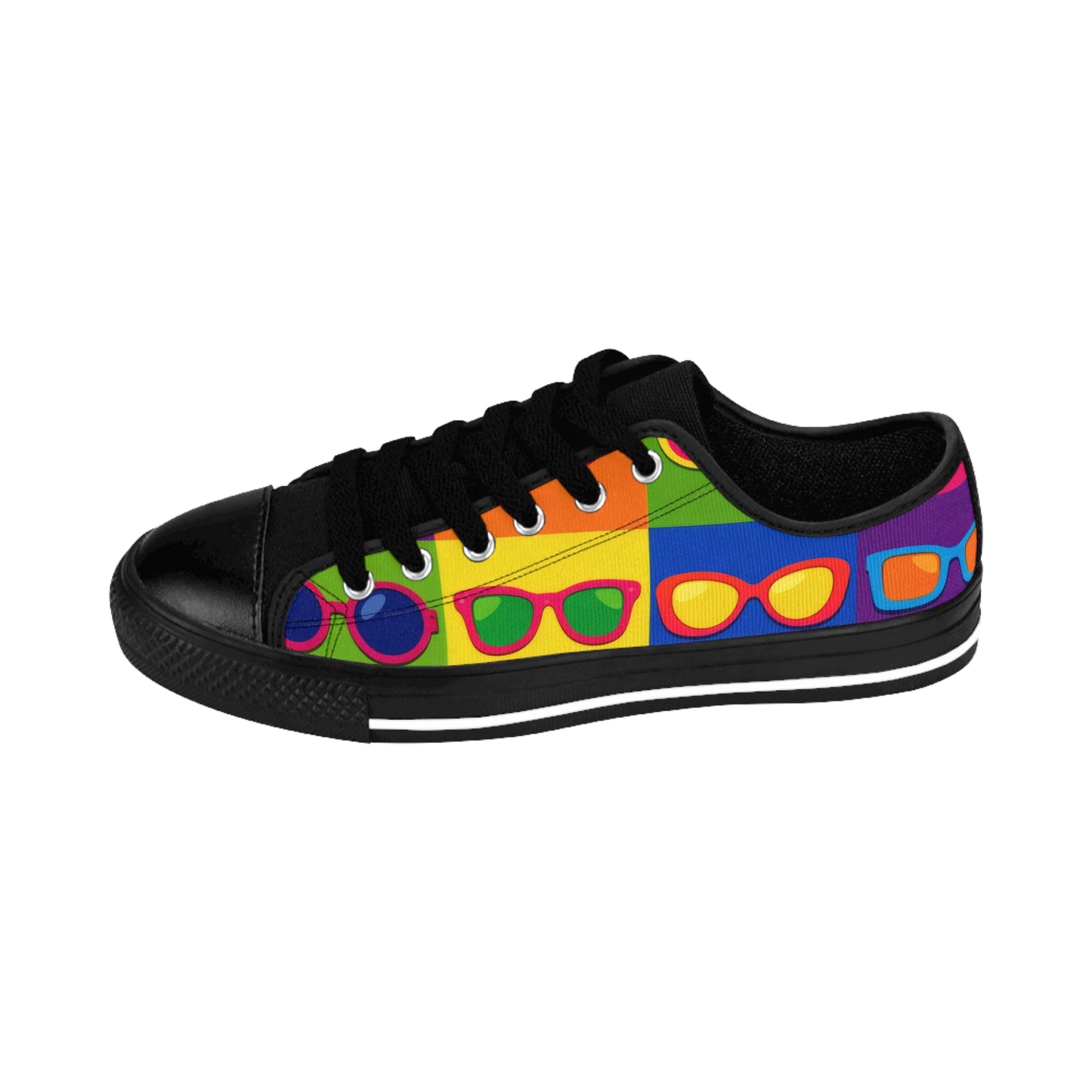 Colorblock Eyewear Pattern Women's Sneakers – Retro Rainbow Glasses Design