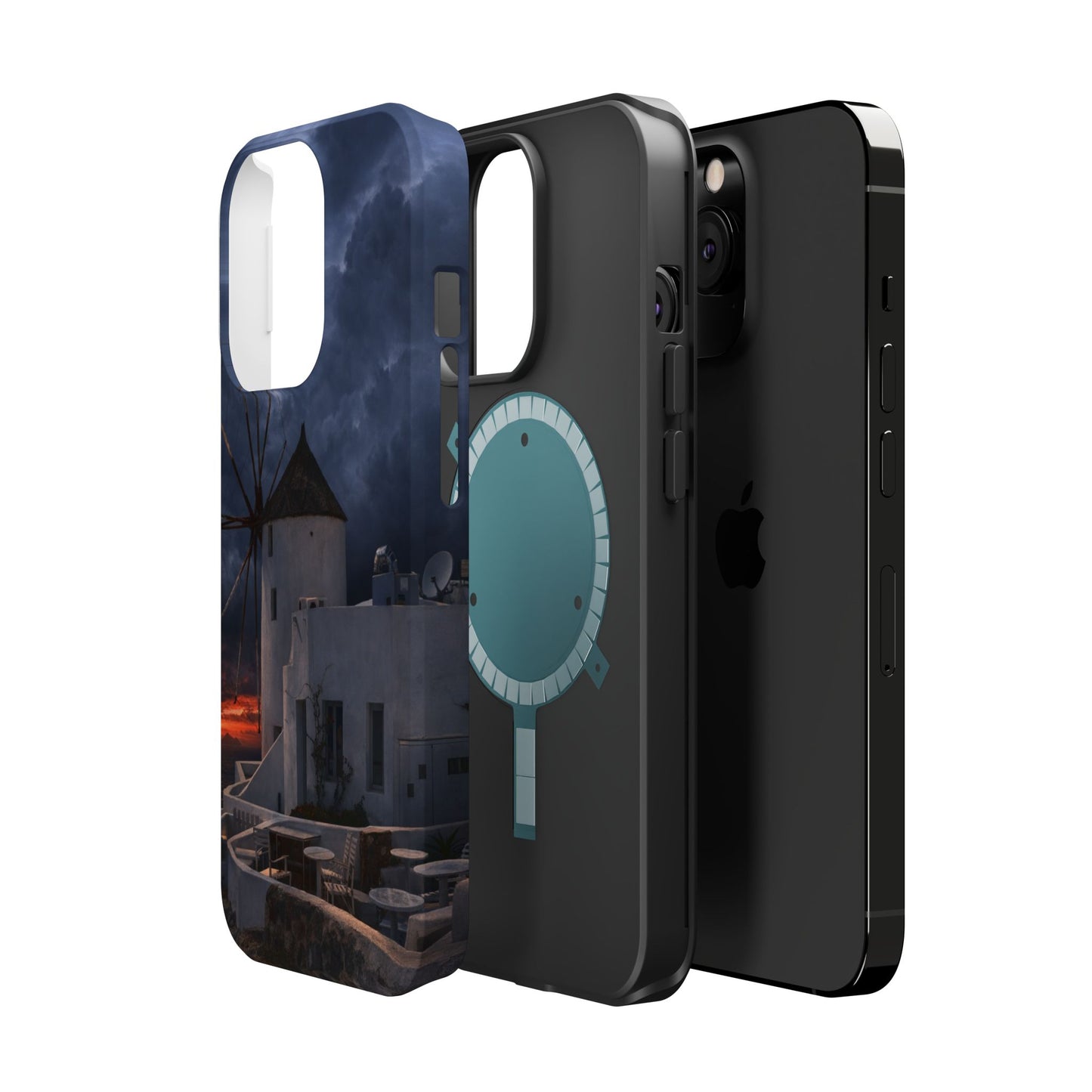Santorini Windmill Sunset phone case | Magnetic impact-resistant case Greek Island Travel Gift