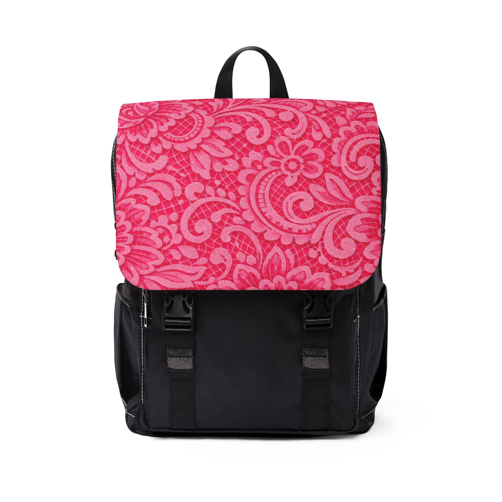 Pink Lace Flap Backpack