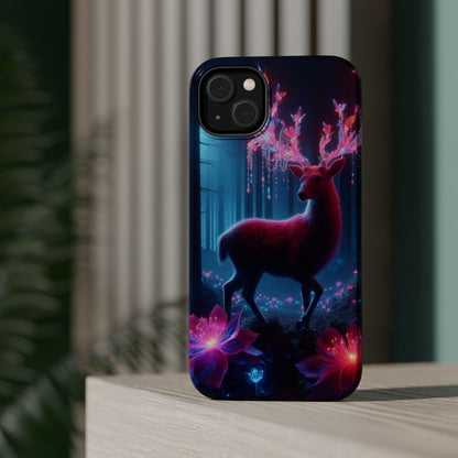 Magnetic Impact-Resistant Phone Case — Neon Fantasy Deer Forest Design