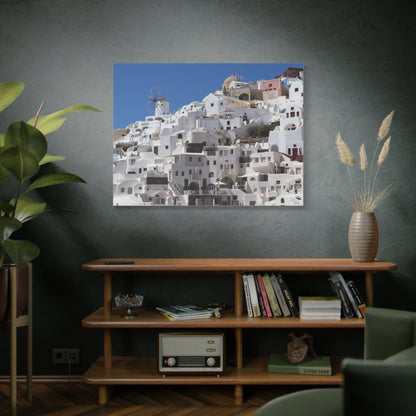 Oia Santorini White Houses Canvas — Matte Stretched Greek Island Wall Art