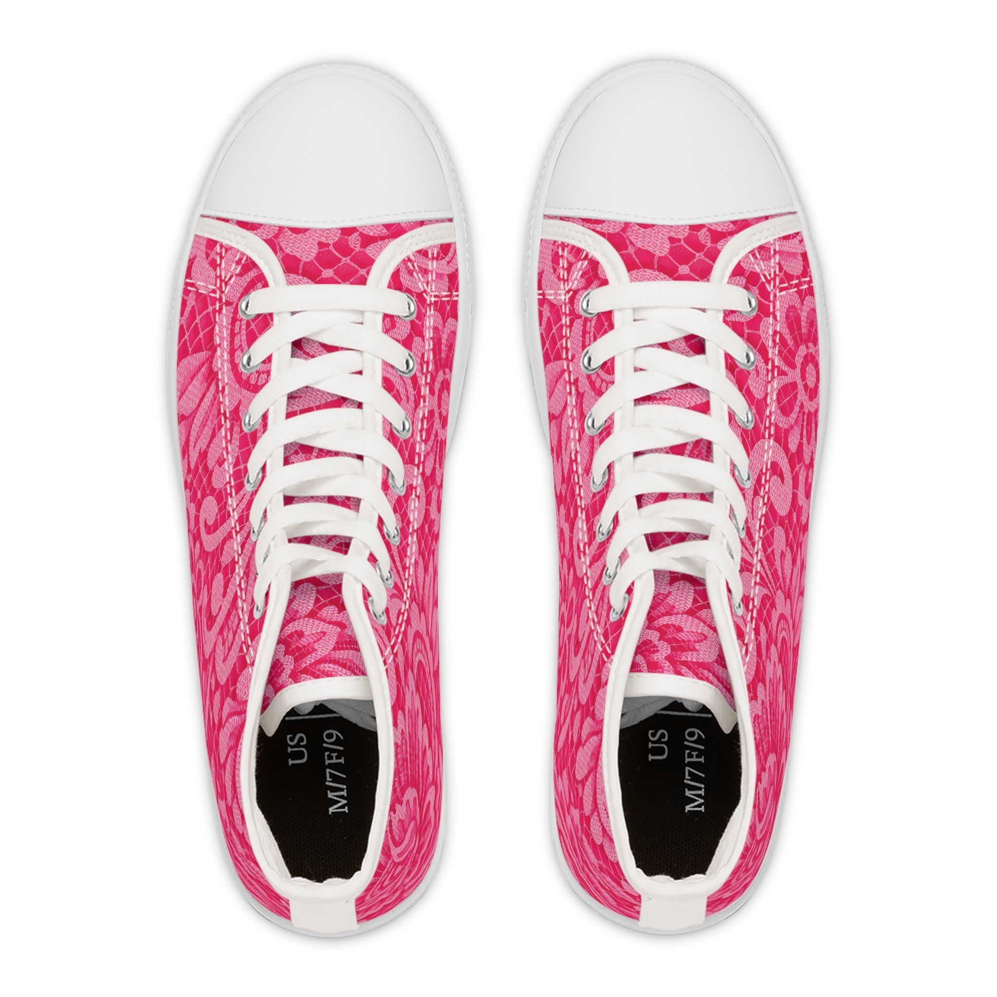 Pink Lace Floral High-Top Sneakers
