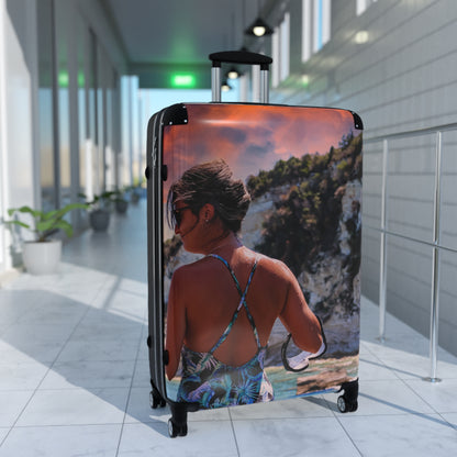 Luxury Antipaxos Greece Suitcase  Aesthetic Mediterranean Photography Luggage Unique Hard Shell Travel Bag  Greek Island Wanderlust Gift