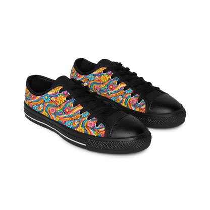 Floral Paisley Low-Top Sneakers — Colorful Boho Women's Shoes