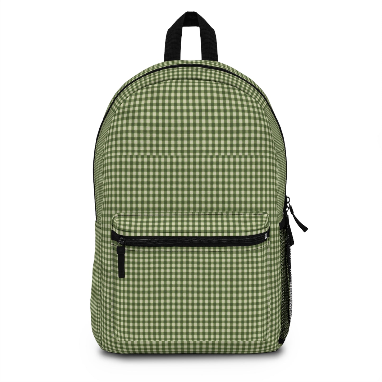 Green Gingham Backpack — Casual Plaid School & Daypack