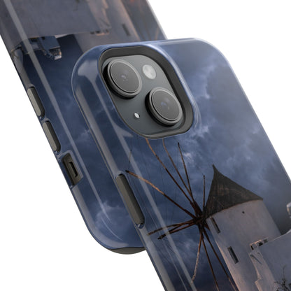 Santorini Windmill Sunset phone case | Magnetic impact-resistant case Greek Island Travel Gift