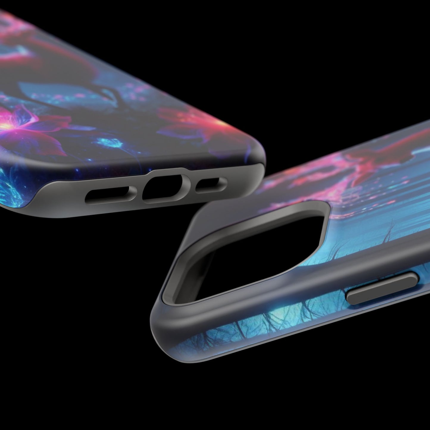 Magnetic Impact-Resistant Phone Case — Neon Fantasy Deer Forest Design
