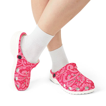 Pink Floral Garden Clogs — EVA Foam Slip-On Shoes