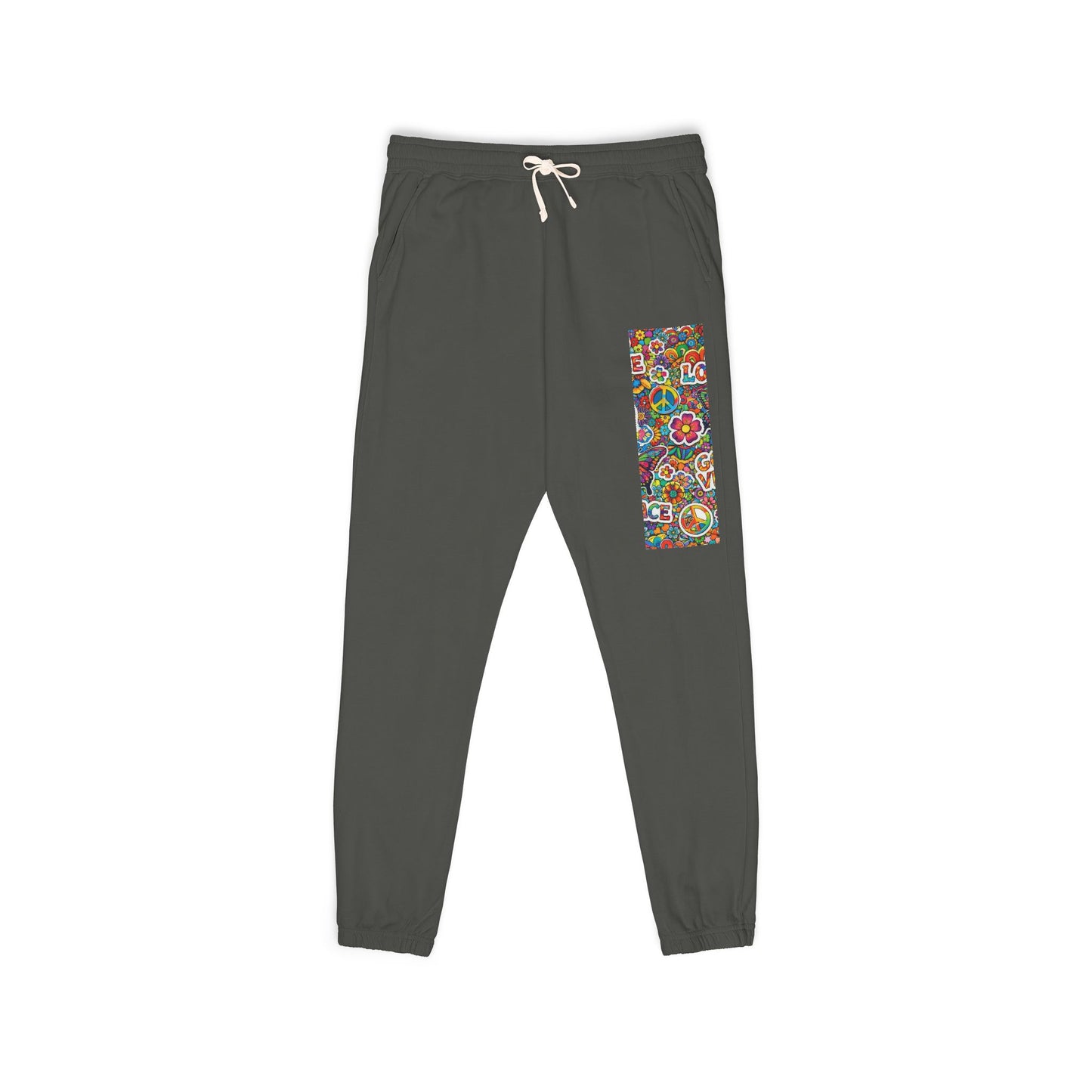 Hippie Peace Love Floral Print Men's Joggers