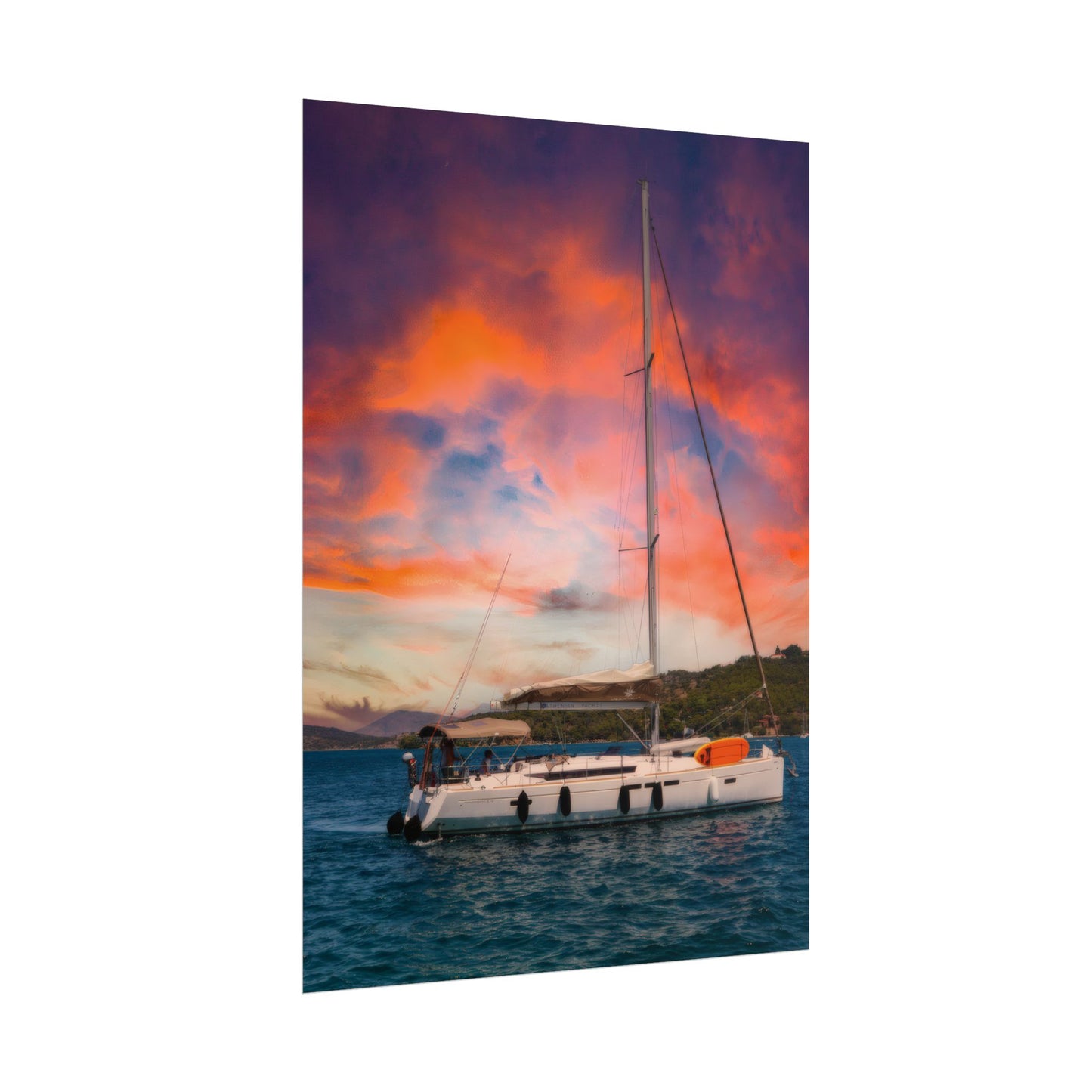 Sailboat Sunset Rolled Poster | Nautical Wall Art, Marina Sunset Print