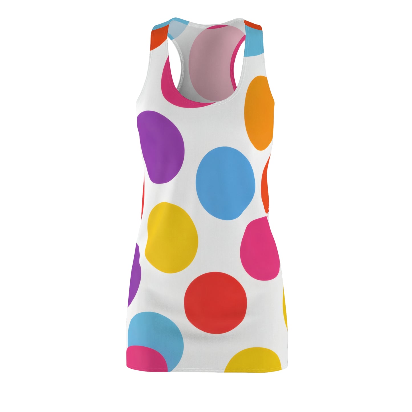 Colorful Polka Dot Racerback Dress — Bright All-Over Print