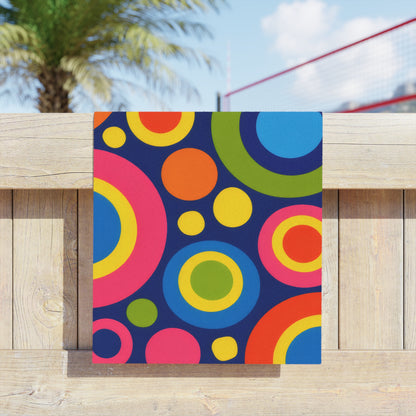 Retro Rainbow Circle Beach Towel — Colorful 60s-Inspired Pattern