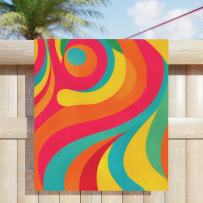 Psychedelic Swirl Beach Towel — Retro Rainbow Pool & Summer Towel