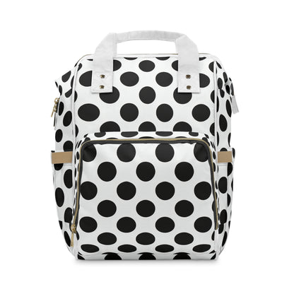 Polka Dot Multifunctional Diaper Backpack — Stylish Baby Bag with Multiple Pockets