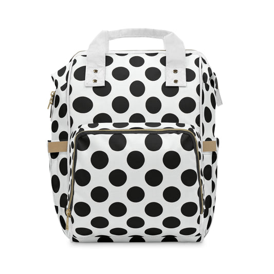 Polka Dot Multifunctional Diaper Backpack — Stylish Baby Bag with Multiple Pockets