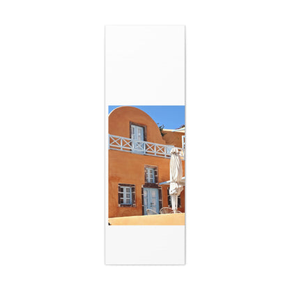 Oia Santorini Orange Facade Canvas — Mediterranean Terracotta Matte Wall Art