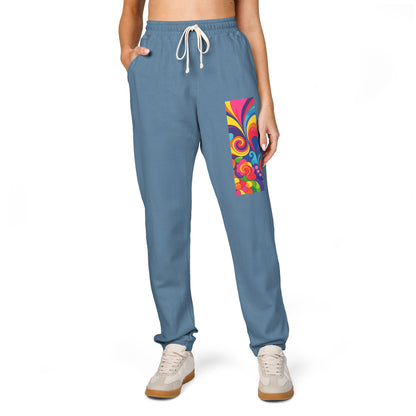 Floral Psychedelic Joggers — Colorful Side Panel Sweatpants