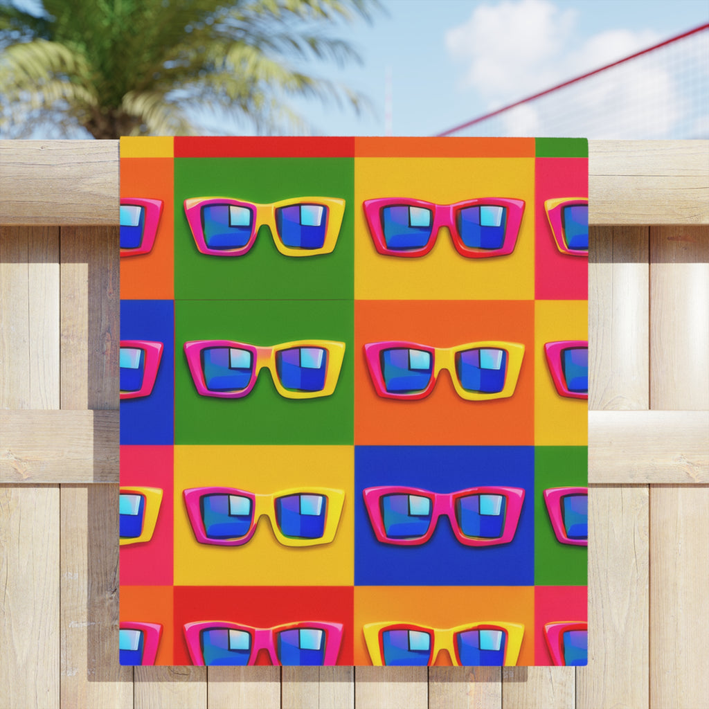 Poolside Pop Art - Retro Sunglasses Beach Towel
