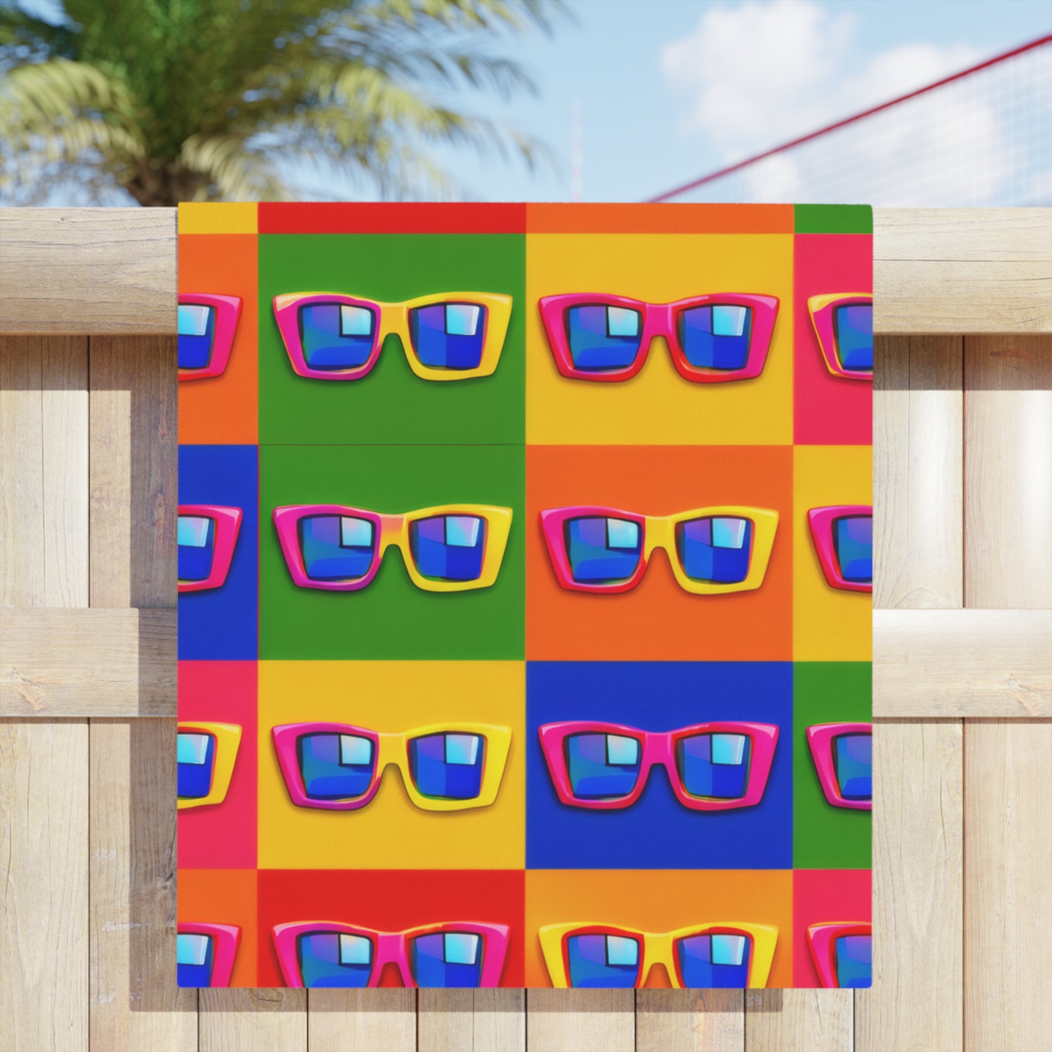 Poolside Pop Art - Retro Sunglasses Beach Towel