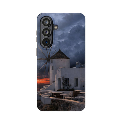 Santorini Windmill Sunset phone case | Magnetic impact-resistant case Greek Island Travel Gift