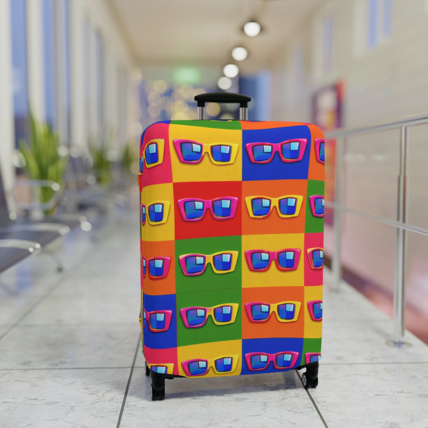 Bright Sunglasses Pattern Luggage Cover — Colorful Travel Suitcase Protector