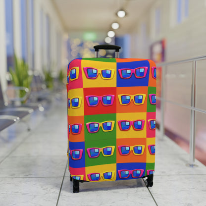 Bright Sunglasses Pattern Luggage Cover — Colorful Travel Suitcase Protector
