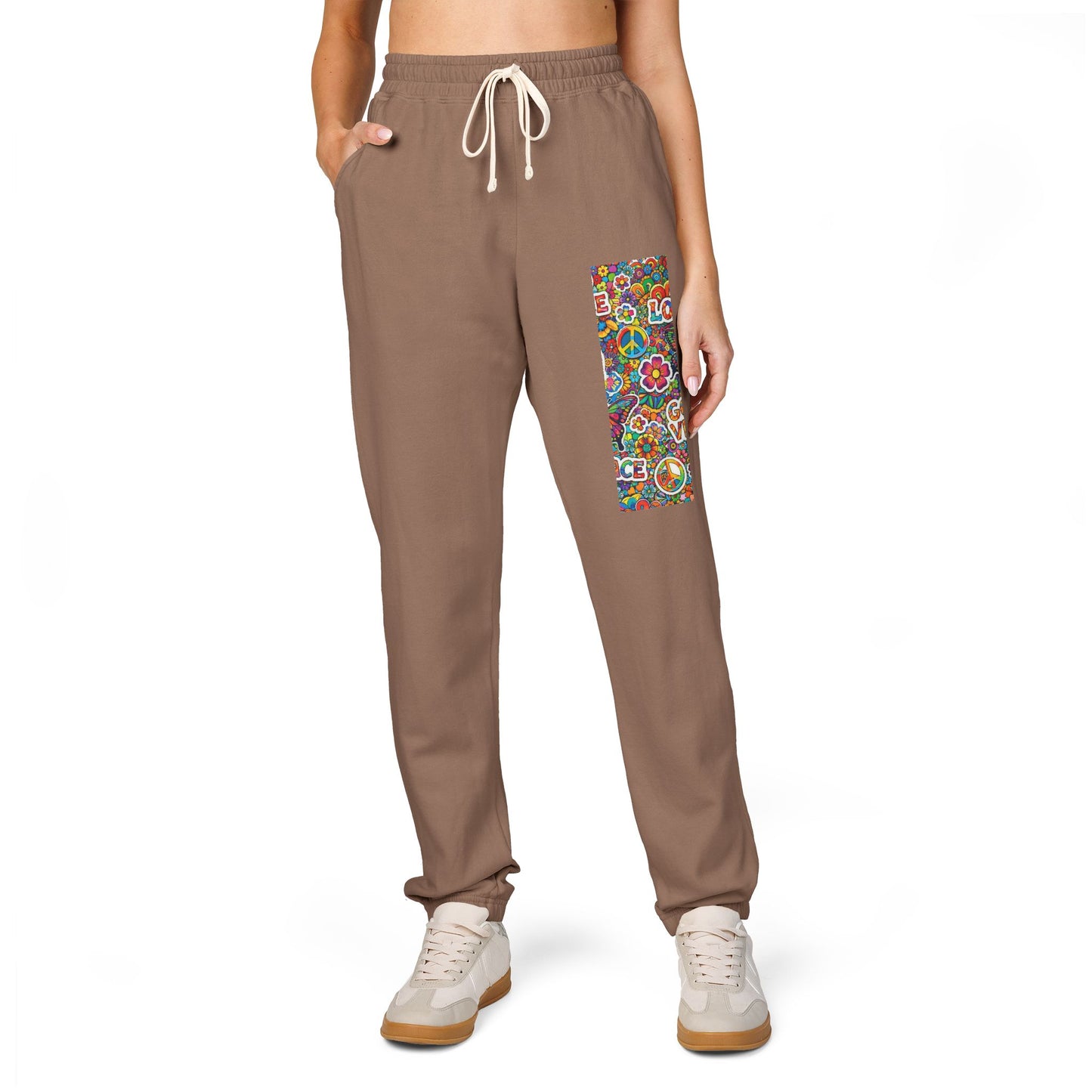Hippie Peace Love Floral Print Men's Joggers