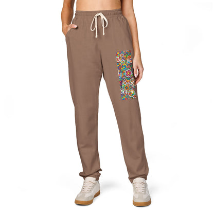 Hippie Peace Love Floral Print Men's Joggers