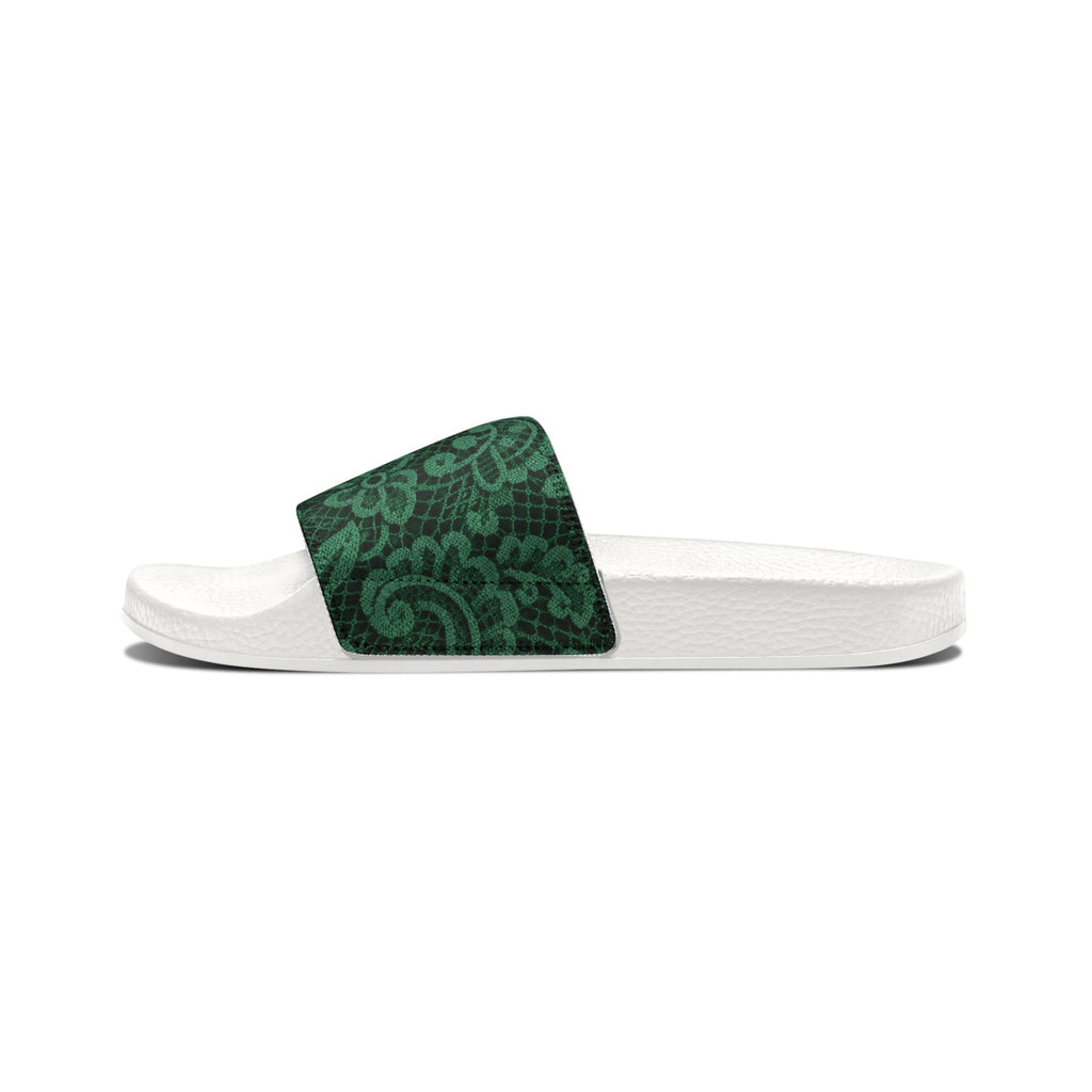 Emerald Damask Slide Sandals