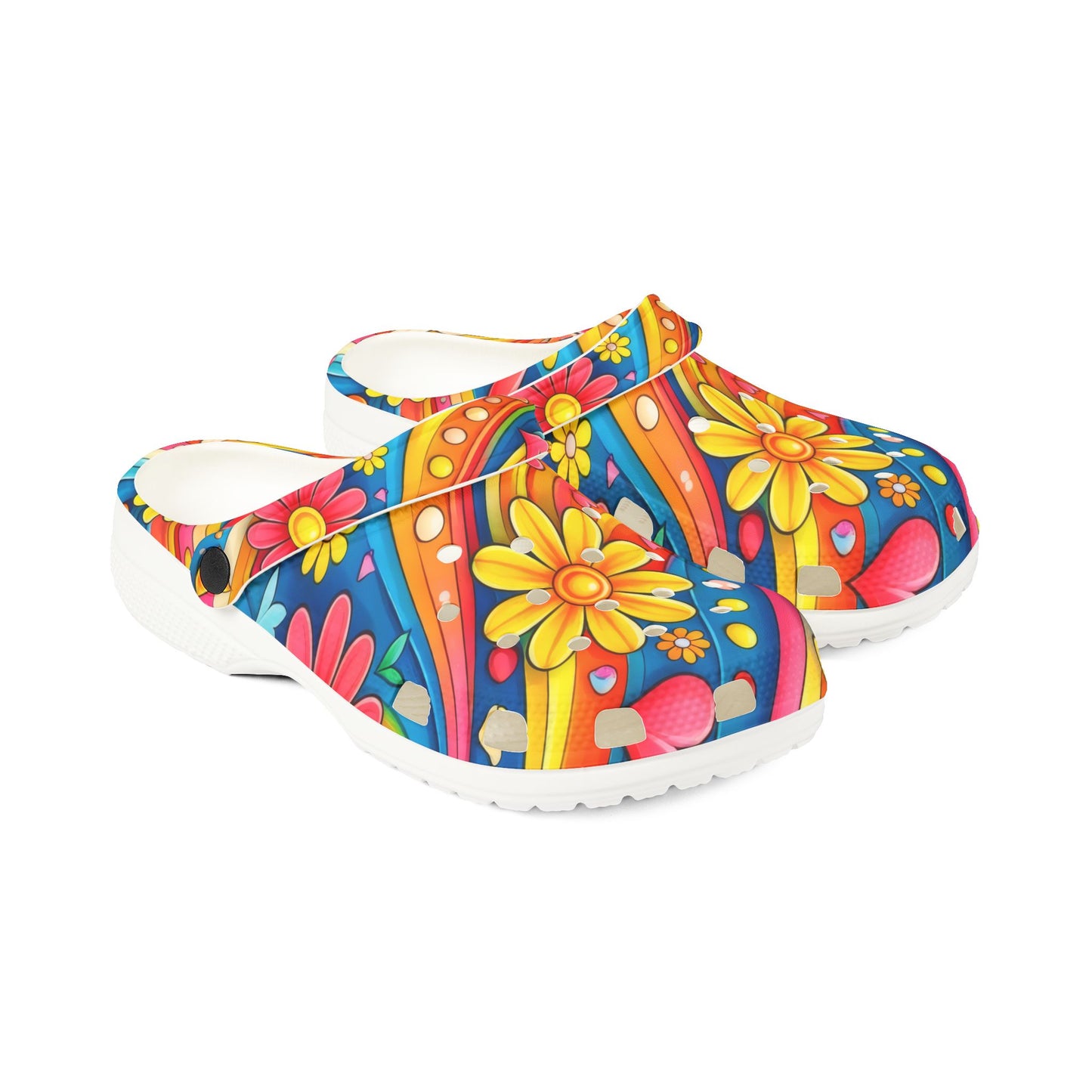 Colorful Floral Clogs — Vibrant Daisy EVA Foam Slip-On Shoes