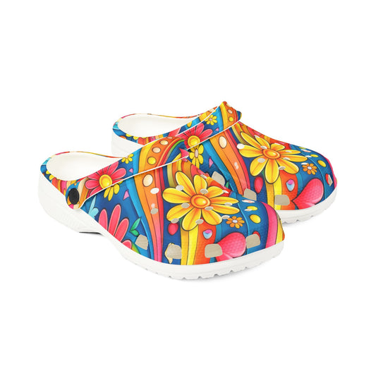 Colorful Floral Clogs — Vibrant Daisy EVA Foam Slip-On Shoes