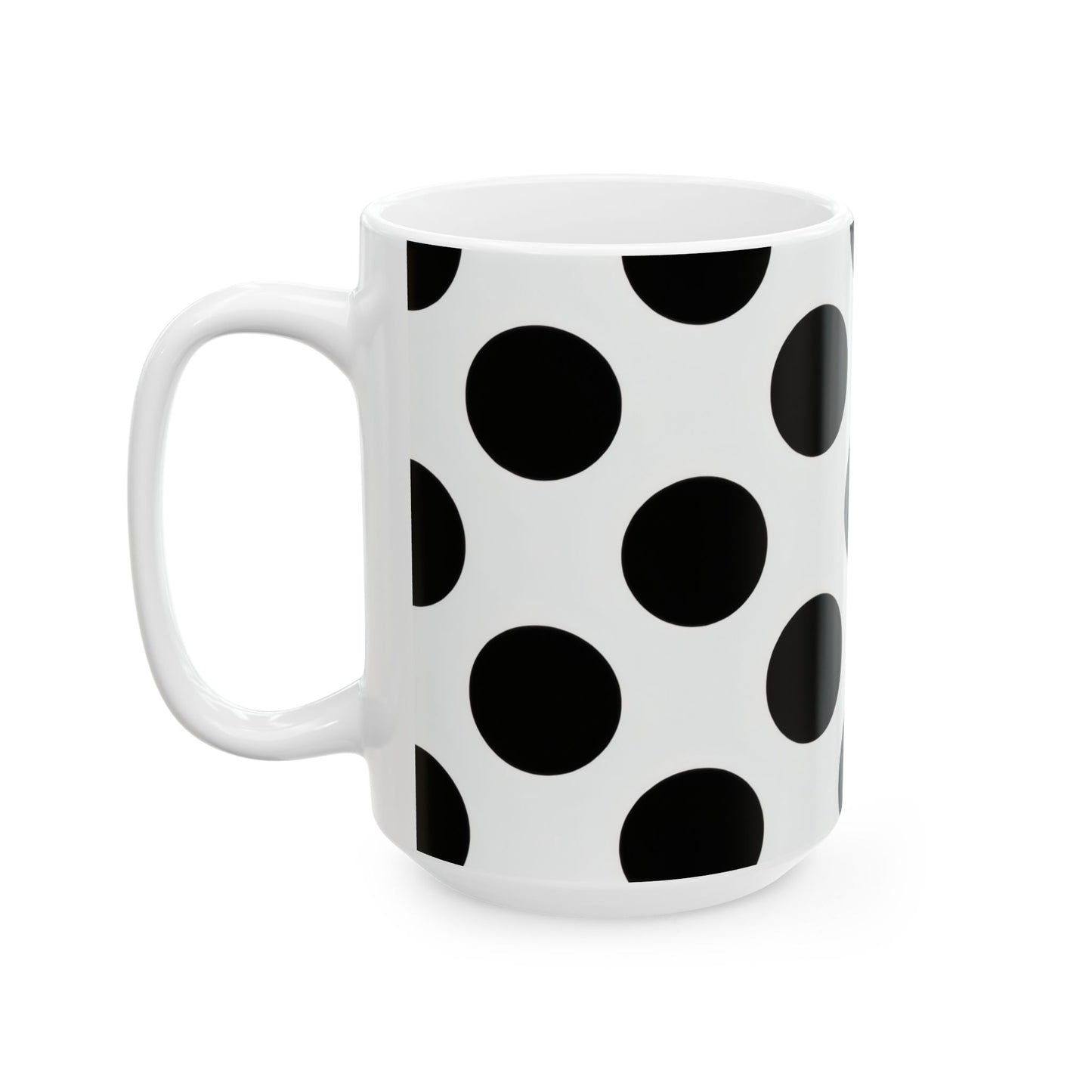 Black Polka Dot Ceramic Mug – Classic Retro 11oz & 15oz Coffee Cup