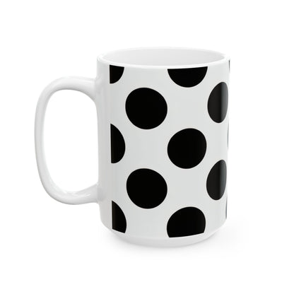 Black Polka Dot Ceramic Mug – Classic Retro 11oz & 15oz Coffee Cup