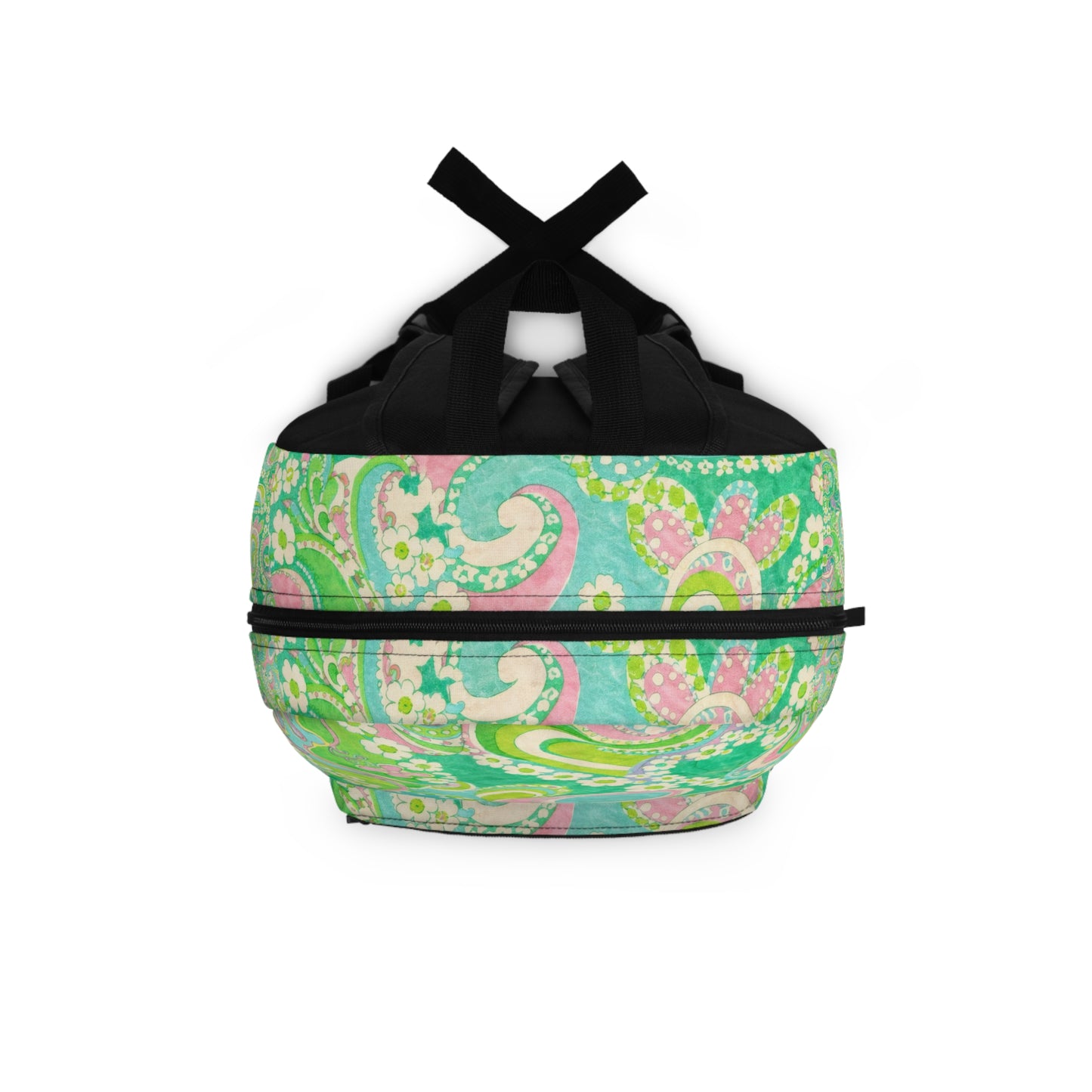 Green Paisley Backpack - Retro Floral School & Everyday Bag