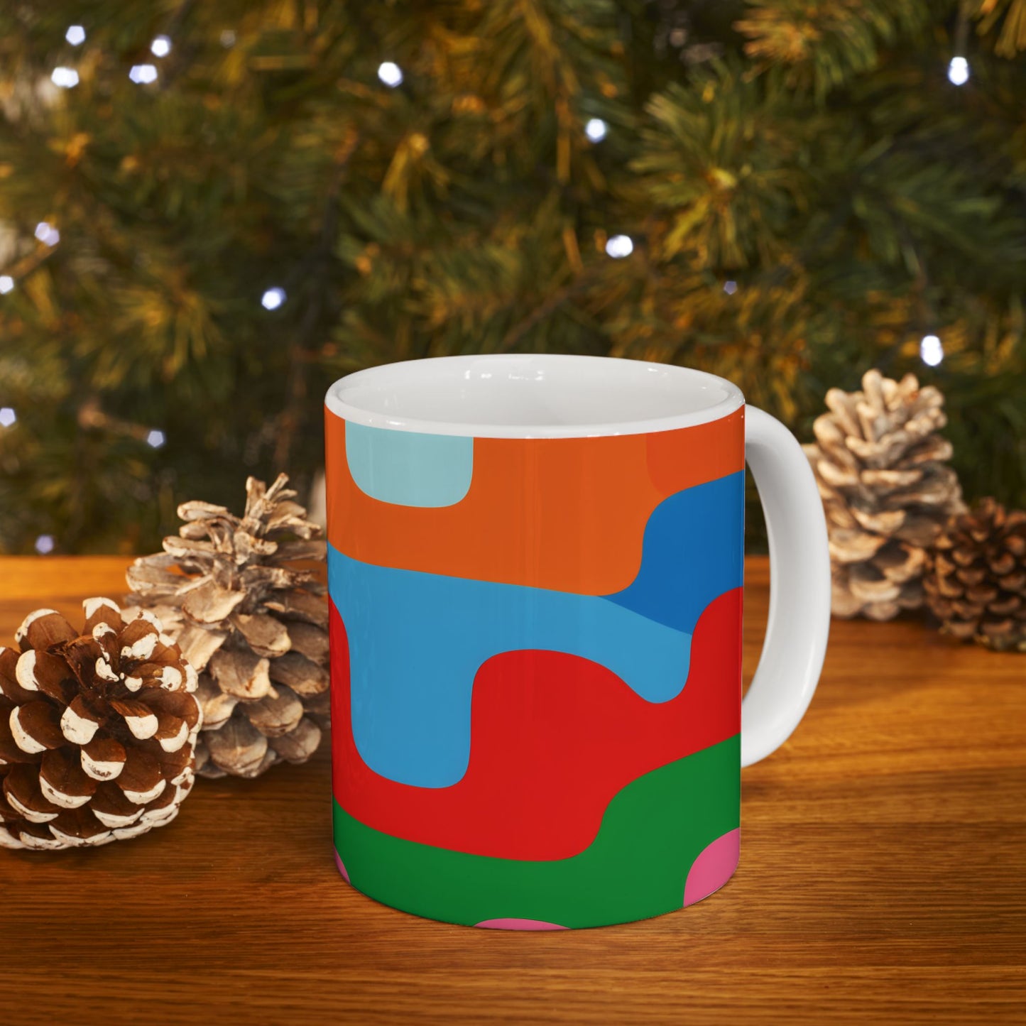 Bauhaus Colorblock Ceramic Mug | Mid-Century Geometric Coffee Cup (11oz, 15oz)