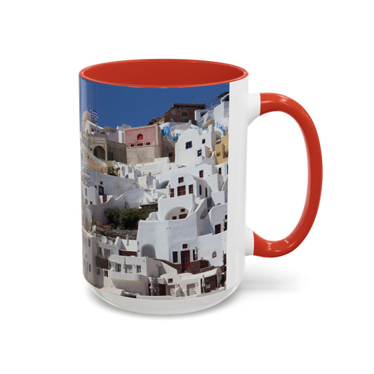 Santorini White Houses Coffee Mug | Greece Travel Scene Accent Mug