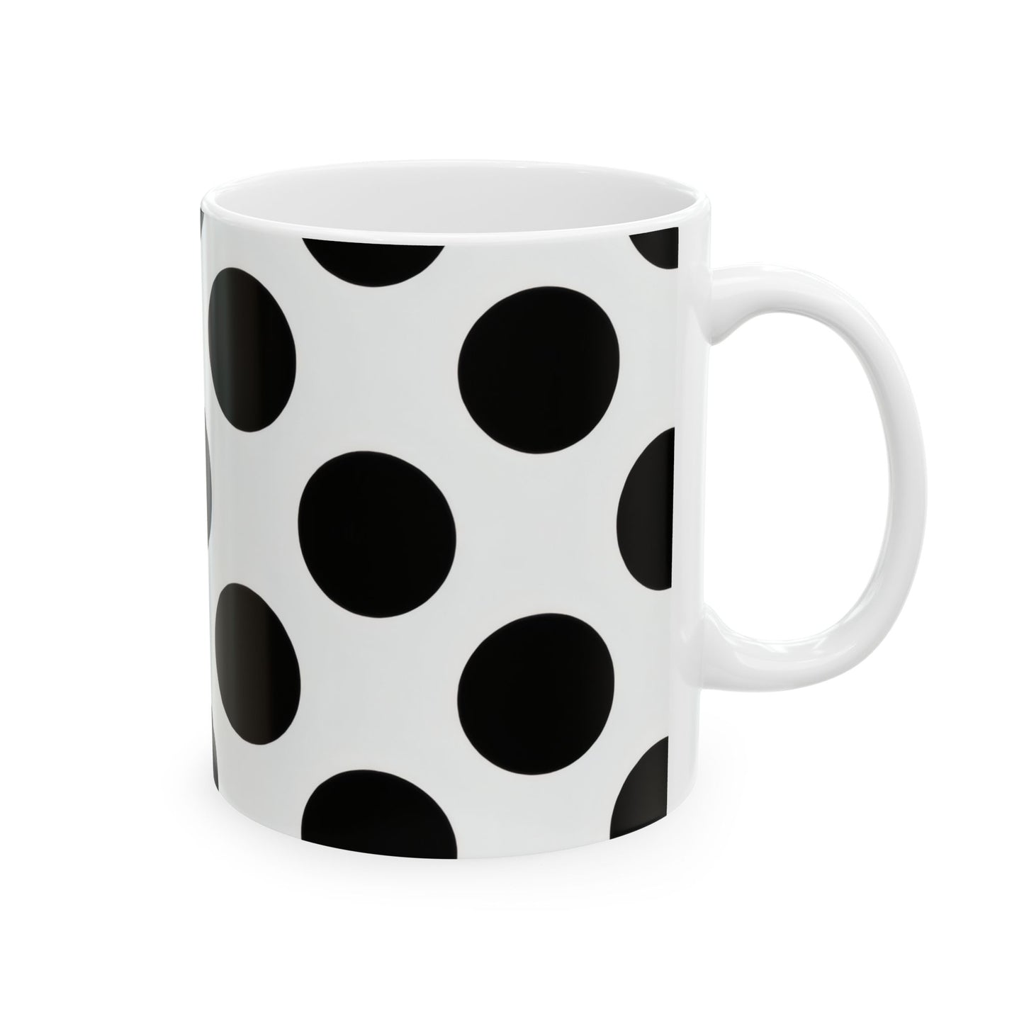 Black Polka Dot Ceramic Mug – Classic Retro 11oz & 15oz Coffee Cup