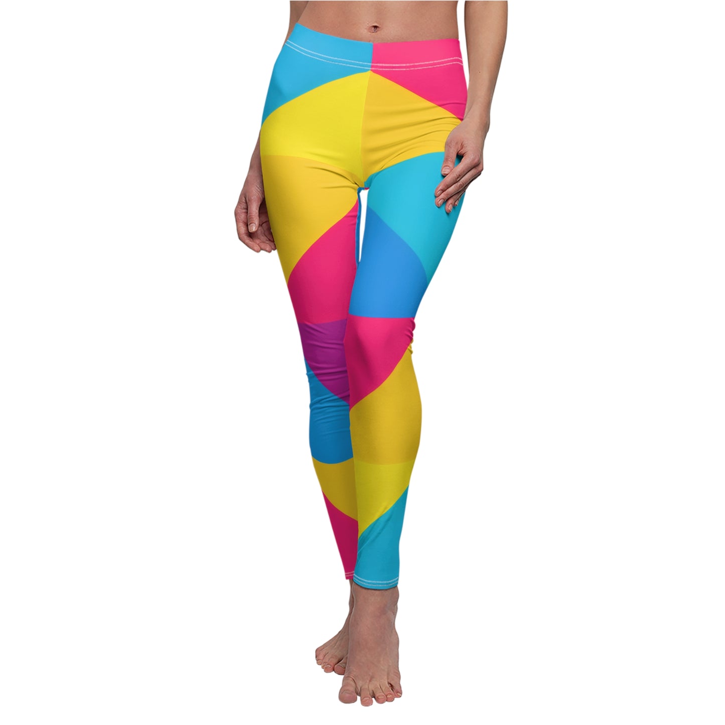 Colorburst Geometric Leggings — Bright Pinwheel Print All-Over
