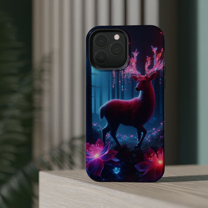 Magnetic Impact-Resistant Phone Case — Neon Fantasy Deer Forest Design