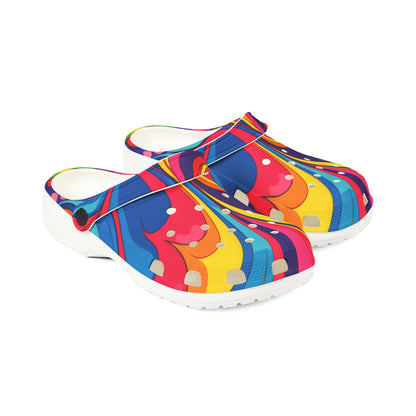 Colorful Psychedelic EVA Foam Clogs – Bright Swirl Garden Shoes