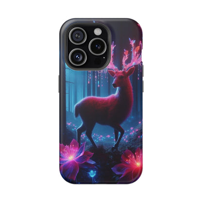 Magnetic Impact-Resistant Phone Case — Neon Fantasy Deer Forest Design