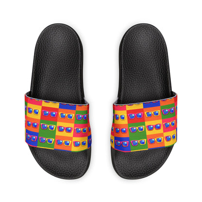 Colorful Retro Cassette Slide Sandals — Women's Removable‑Strap Pool Slides