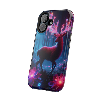 Magnetic Impact-Resistant Phone Case — Neon Fantasy Deer Forest Design
