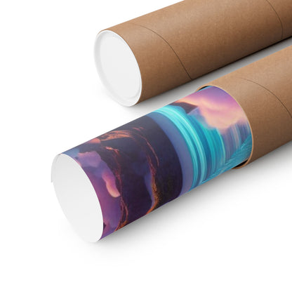 Dreamy Sunset Cloud City Matte Poster — Vertical Wall Art