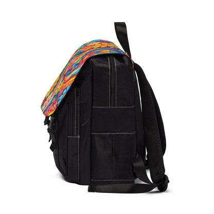 Retro Floral Groove Backpack - Colorful 70s Flower Power Shoulder Bag