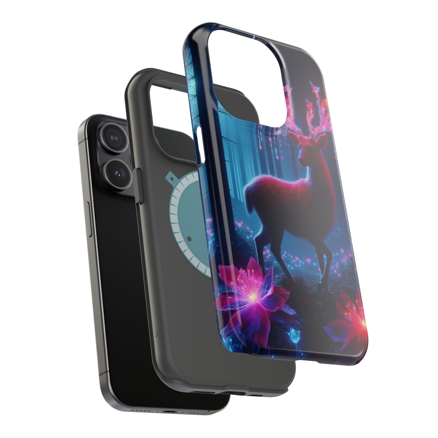 Magnetic Impact-Resistant Phone Case — Neon Fantasy Deer Forest Design