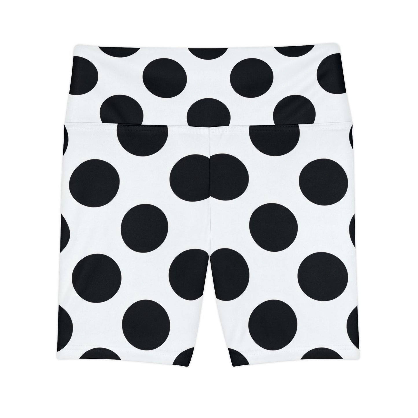 Polka Dot High-Waist Workout Shorts — Black & White Activewear